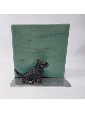 Vintage Hershey Scottie Dog Bookends Green Marbled Plastic Derby CT